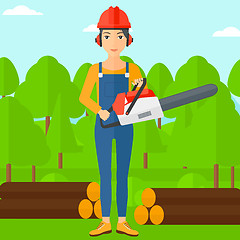 Image showing Lumberjack with chainsaw.