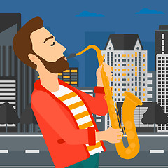 Image showing Musician playing saxophone.