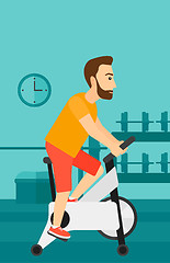 Image showing Man doing cycling exercise.