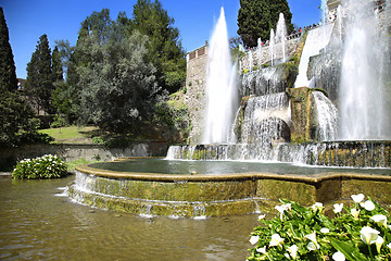 Image showing TIVOLI, ITALY - APRIL 10, 2015: Tourists visiting Fountain of Ne