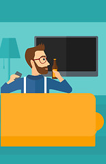 Image showing Man watching TV.