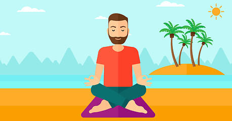 Image showing Man meditating in lotus pose.