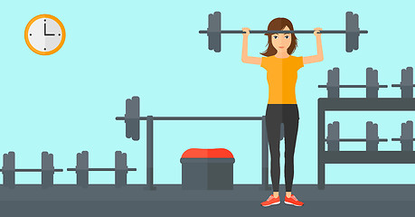 Image showing Woman lifting barbell.