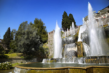 Image showing TIVOLI, ITALY - APRIL 10, 2015: Tourists visiting Fountain of Ne