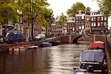 Image showing AMSTERDAM, THE NETHERLANDS - AUGUST 18, 2015: View on Prinsengra