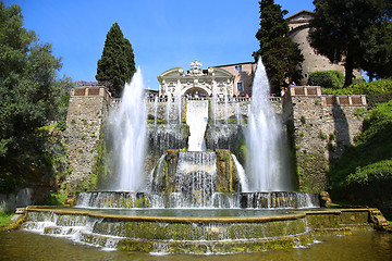 Image showing TIVOLI, ITALY - APRIL 10, 2015: Tourists visiting Fountain of Ne