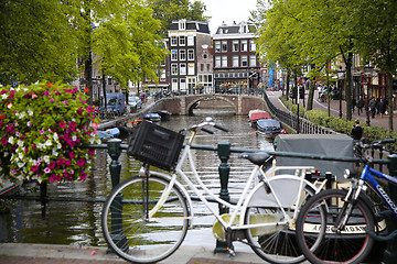 Image showing AMSTERDAM, THE NETHERLANDS - AUGUST 18, 2015: View on Prinsengra