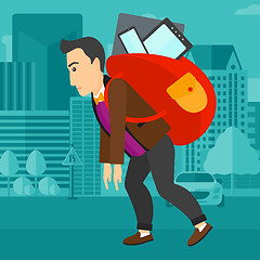 Image showing Man with backpack full of devices.