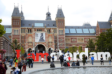 Image showing AMSTERDAM, THE NETHERLANDS - AUGUST 18, 2015: View on Rijksmuseu