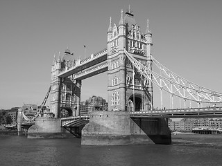 Image showing Black and white Tower Bridge in London