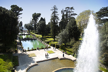 Image showing TIVOLI, ITALY - APRIL 10, 2015: Tourists visiting Fountain of Ne