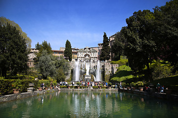 Image showing TIVOLI, ITALY - APRIL 10, 2015: Tourists visiting Fountain of Ne