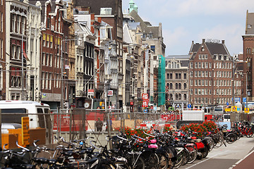 Image showing AMSTERDAM, THE NETHERLANDS - AUGUST 19, 2015: Rokin street with 