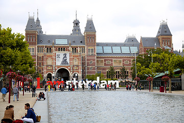 Image showing AMSTERDAM, THE NETHERLANDS - AUGUST 18, 2015: View on Rijksmuseu