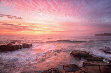 Image showing Sunrise from North Avoca Beach Australia