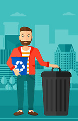 Image showing Man with recycle bins.