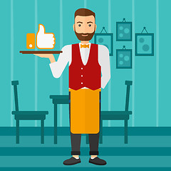 Image showing Waiter with like button.