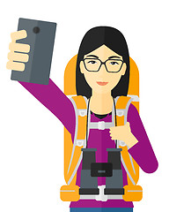 Image showing Woman making selfie.