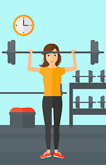 Image showing Woman lifting barbell.