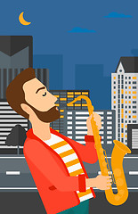 Image showing Musician playing saxophone.