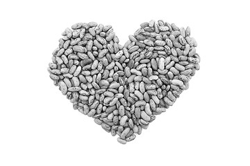 Image showing Cranberry beans, or borlotti beans in a heart shape