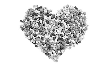 Image showing Mixed dried beans in a heart shape