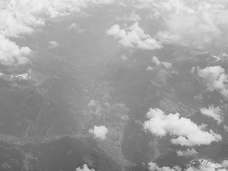 Image showing Black and white Alps valley