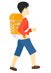 Image showing Man with backpack hiking.