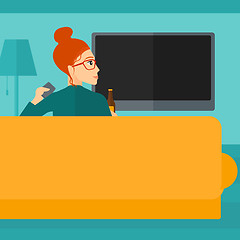 Image showing Woman watching TV.