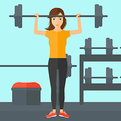 Image showing Woman lifting barbell.