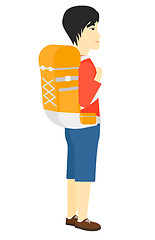 Image showing Man with backpack hiking.