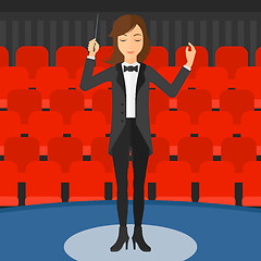 Image showing Conductor directing with baton.