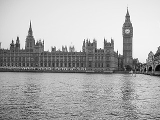 Image showing Black and white Houses of Parliament in London