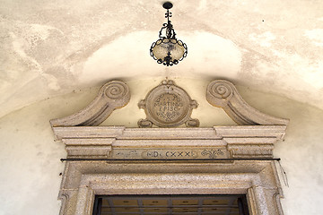 Image showing abstract  church door    italy  lombardy   street lamp