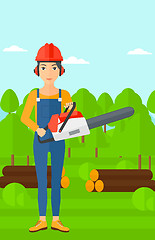 Image showing Lumberjack with chainsaw.