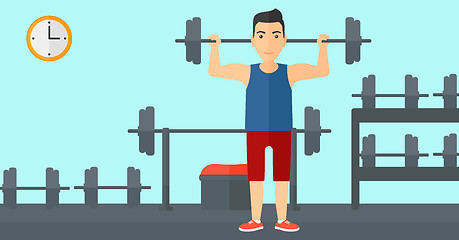 Image showing Man lifting barbell.