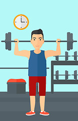 Image showing Man lifting barbell.