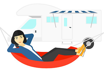 Image showing Woman lying in hammock.