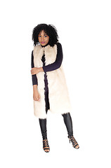 Image showing African American woman in fur coat.