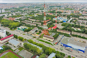 Image showing Bird eye view on Tyumen city and two TV towers