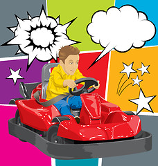 Image showing Boy driving go kart