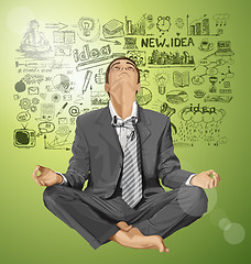 Image showing Vector Businessman in Lotus Pose Meditating