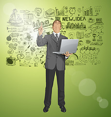 Image showing Vector Business Man Shows Something With Finger