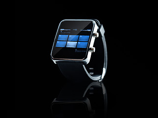 Image showing close up of black smart watch interface