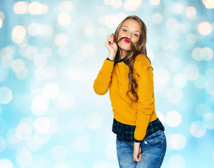 Image showing happy young woman or teen girl in casual clothes