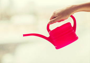 Image showing close up of woman hand holding watering can