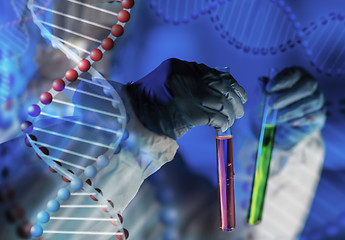 Image showing close up of scientist making test in laboratory