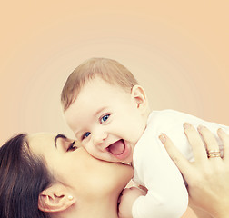 Image showing laughing baby playing with mother