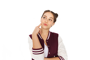 Image showing happy pretty teenage girl thinking