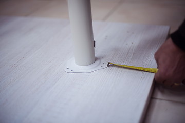 Image showing carpenter worker measuring